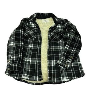Fleece plaid button down jacket